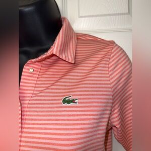 Lacoste Sport Women’s Striped Short Sleeve Polo Shirt Sz 34